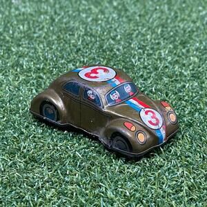 Vintage Kanto Toys Japan Tin Wind Up VW Volkswagen Beetle #3 Race Car